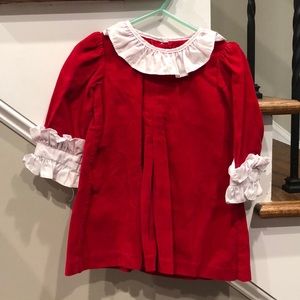 Shrimp and grits red corduroy dress Christmas